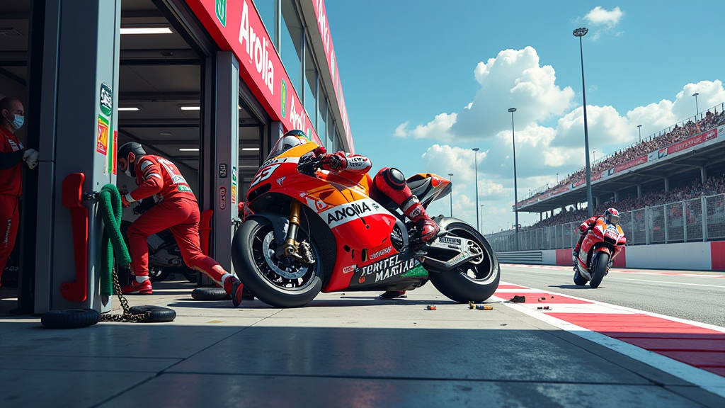 Gefährliche Boxengassen-Situation in Misano: Moto2-Bike kracht in Aprilia-Box