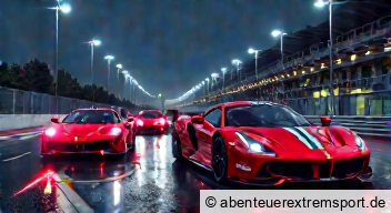 Renntaktik und Glück: Ferrari-Team im Einsatz während des Nachtrennens Renntaktik und Glück: Ferrari-Team im Einsatz während des Nachtrennens
